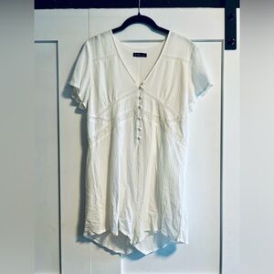 Very J White Button-Front Jumpsuit